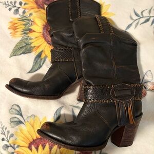 Elegant Brown Leather Heeled Boots